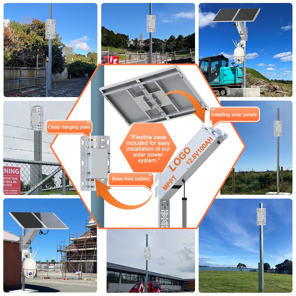 TecDeft WIFI camera with sound detection 100Ah LiFePO4 battery powered 12v 200w solar panel solar energy system for CCTV camera