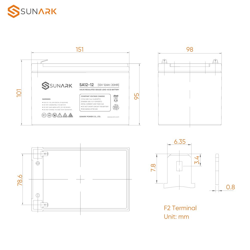 SunArk Wholesale Small Gel Batteries Size 6 Fm 12 20Hr 12V 12Ah 7Ah 20Ah Rechargeable Lead Acid Battery