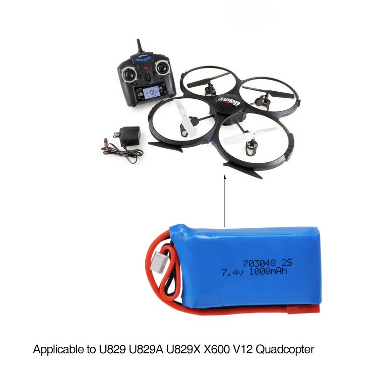 Factory 1000mAh 7.4V 30C 2S Lithium Batteries Pack for RC Quadcopter Toys