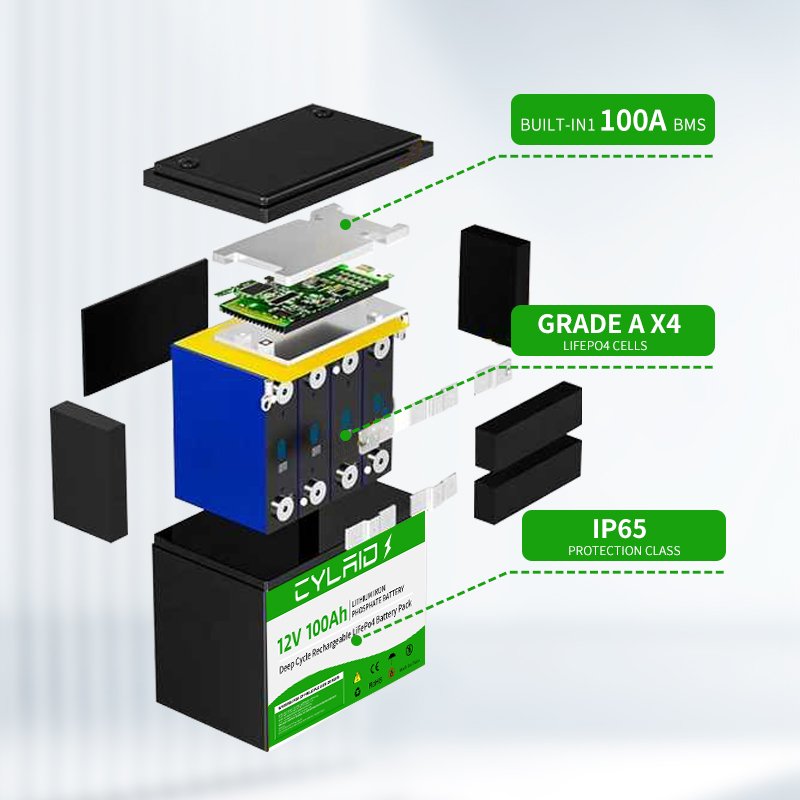 Cylaid Long Life Rechargeable LiFePo4 Battery Pack 12v 300AH 100Ah 200Ah 400Ah Waterproof Heating Li-Ion Battery