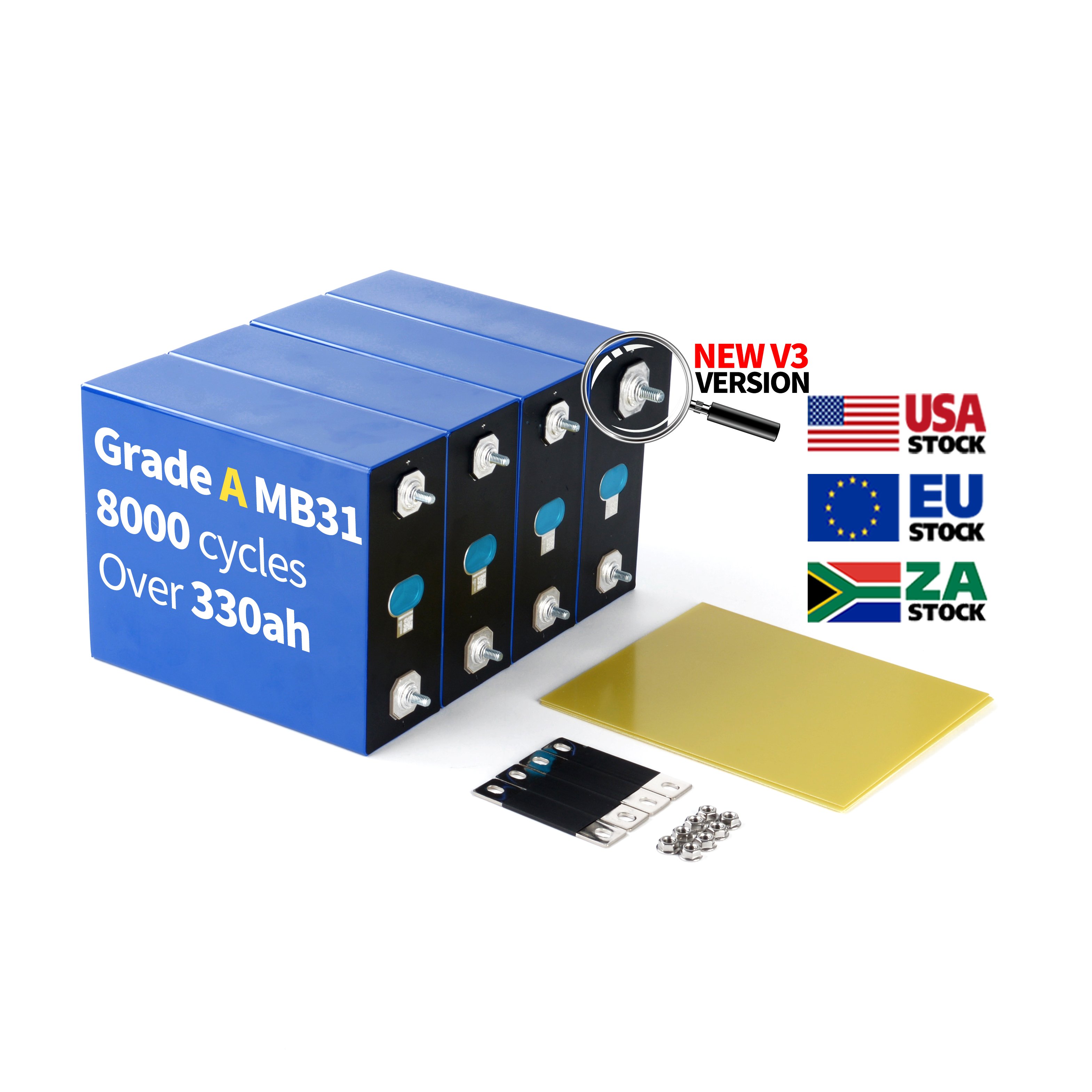 EU US Ukraine 12000 cycles 314AH MB31 3.2V Lifepo4 Akku Lithium cell 12V 48v Solar Energy storage Phosphate Battery