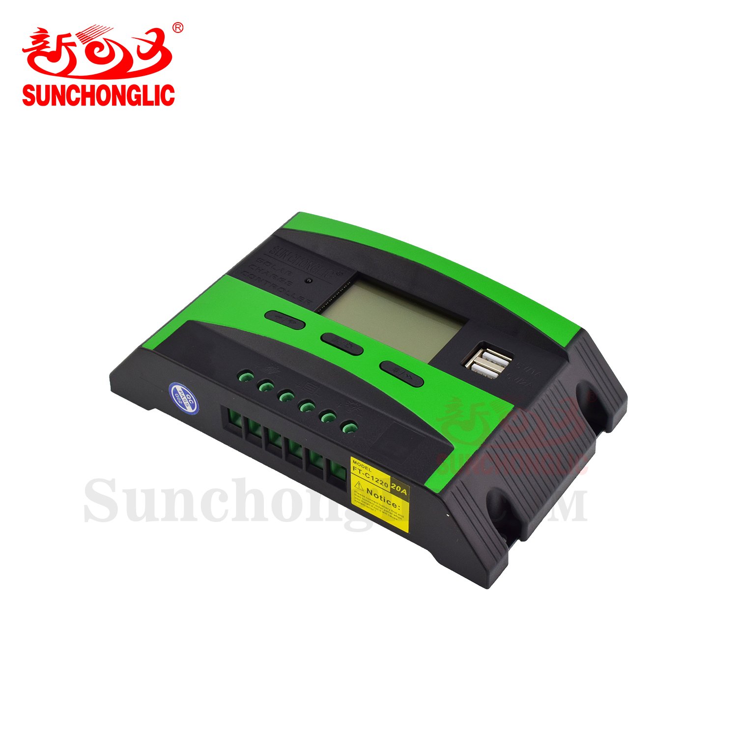 Sunchonglic solar controller 20A 12V 24V 20amp manual PWM solar charge regulator