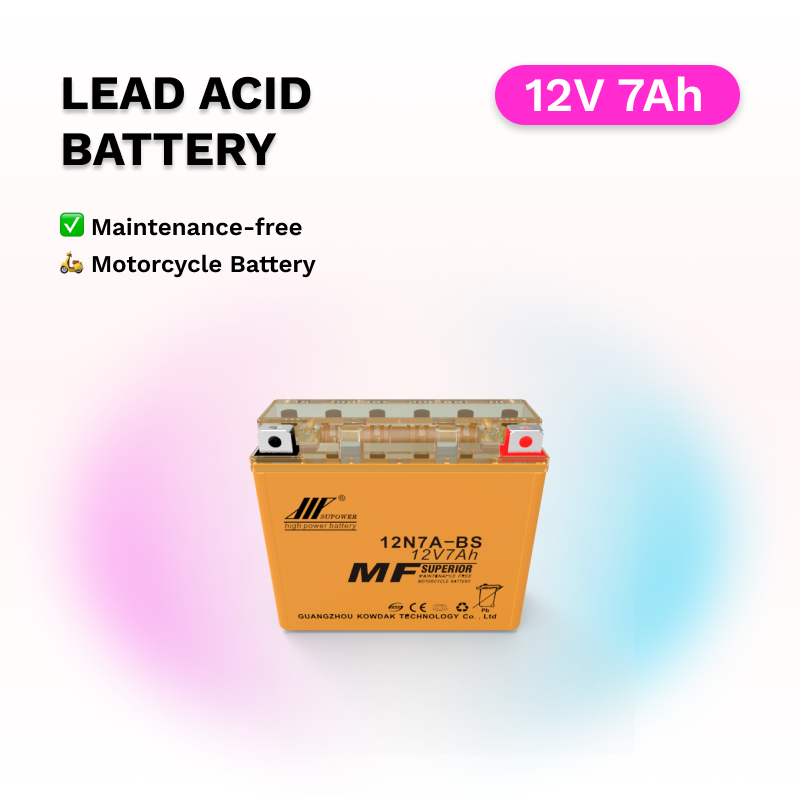 12V 7Ah lead acid battery OEM motorcycle maintenance-free battery SUPOWER 12N7A-BS