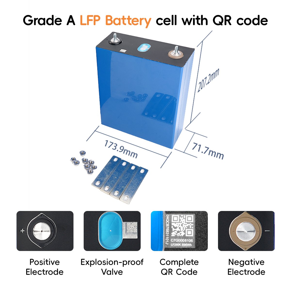 8000 Cycles Grade A Lifepo4 3.2v 50ah V3 280Ah 302ah 304ah 310ah 320ah Lithium Ion Battery Prismatic Cells LF280k 280Ah Lifepo4