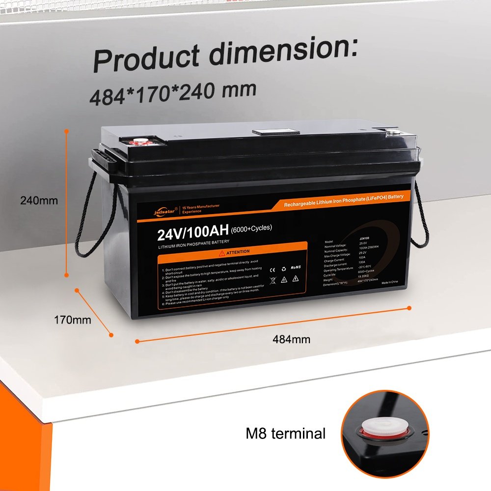 Jsdsolar Full Capacity Deep Cycle Lifepo4 24V 100Ah 200Ah Solar System Storage battery Pack Lithium ion Batteries