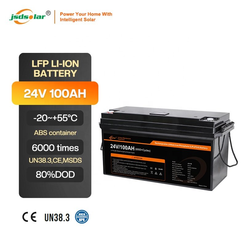 Jsdsolar Full Capacity Deep Cycle Lifepo4 24V 100Ah 200Ah Solar System Storage battery Pack Lithium ion Batteries