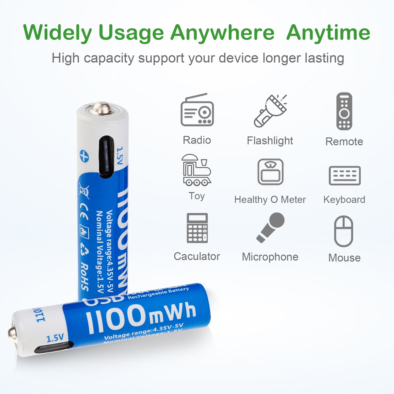 Wholesale 1.5v type c rechargeable batteries usb aaa lithium ion battery with Charging Cable