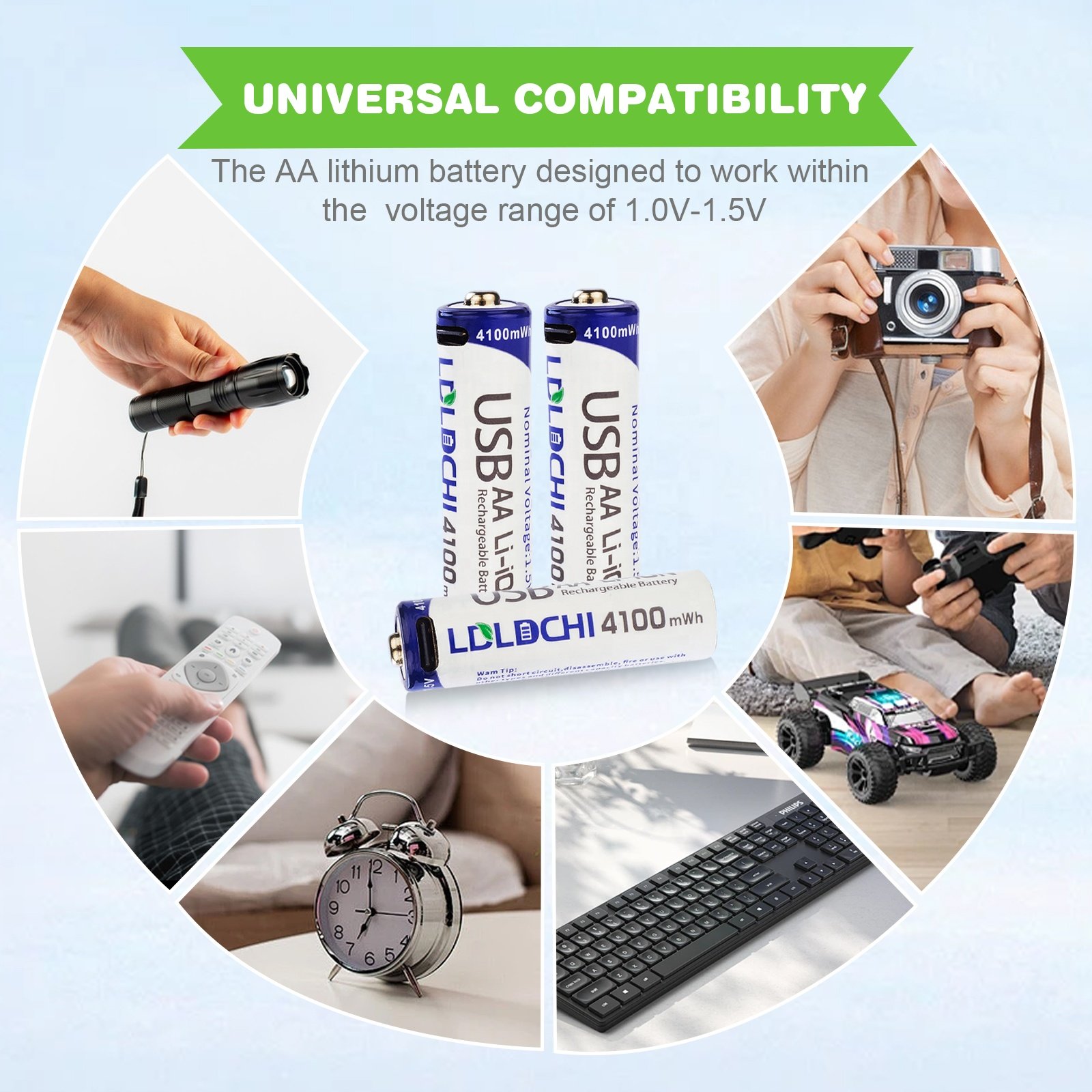 LDLDCHI Manufacturer 1.5V AA 4100mWh Large capacity smart lock toys small appliances USB rechargeable lithium ion battery