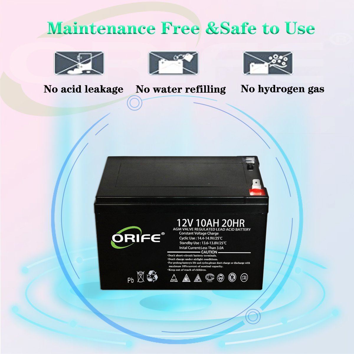 ORIFE Sealed Gel Stationary Recycling Solar Plate 12v 10ah 20hr Lead Acid Battery