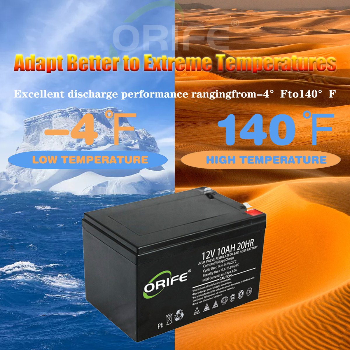 ORIFE Sealed Gel Stationary Recycling Solar Plate 12v 10ah 20hr Lead Acid Battery
