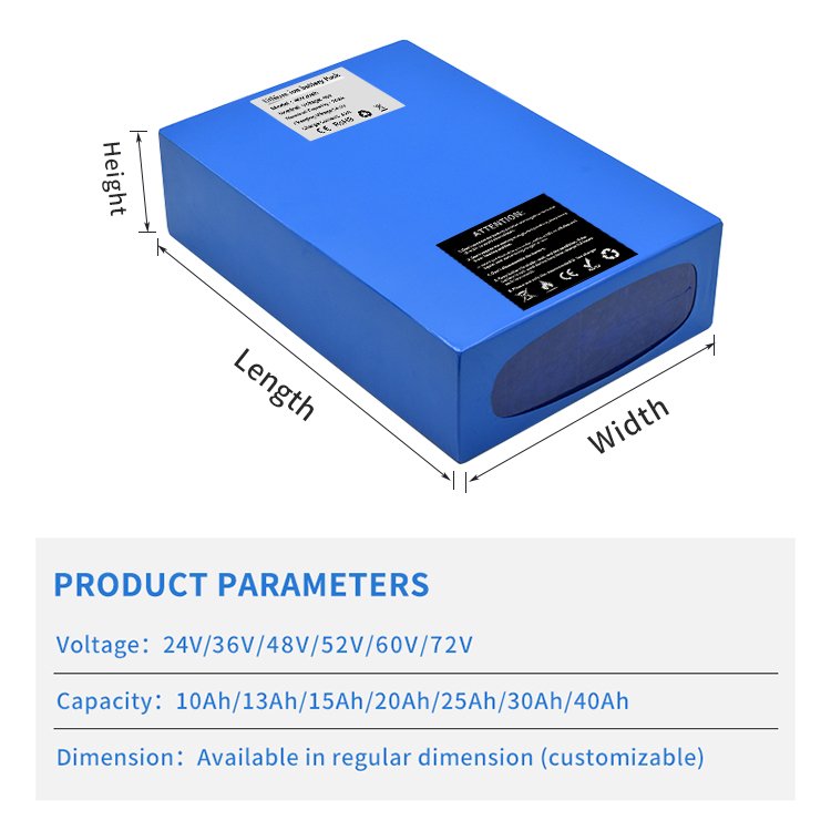 Customized Electric Bicycle Battery Pack 18650 Lithium Ion Batteries 36 48 52 60 72 20Ah Volt Ebike Battery