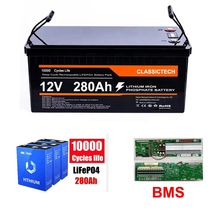 Hithium 280Ah 10000 Cycles Rechargeable Lithium Ion Battery 12V 24V 48V 100Ah 200Ah 300Ah 400Ah LiFePO4 Battery Pack with BMS