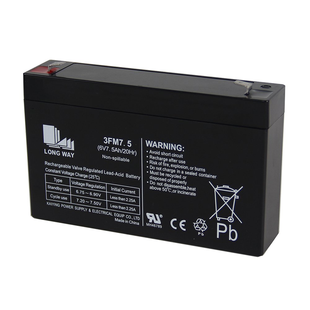 LONG WAY General Series Small Capacity 6V 7.5Ah AGM Vrla Lead-acid Batteries for UPS, Alarm System and Solar System