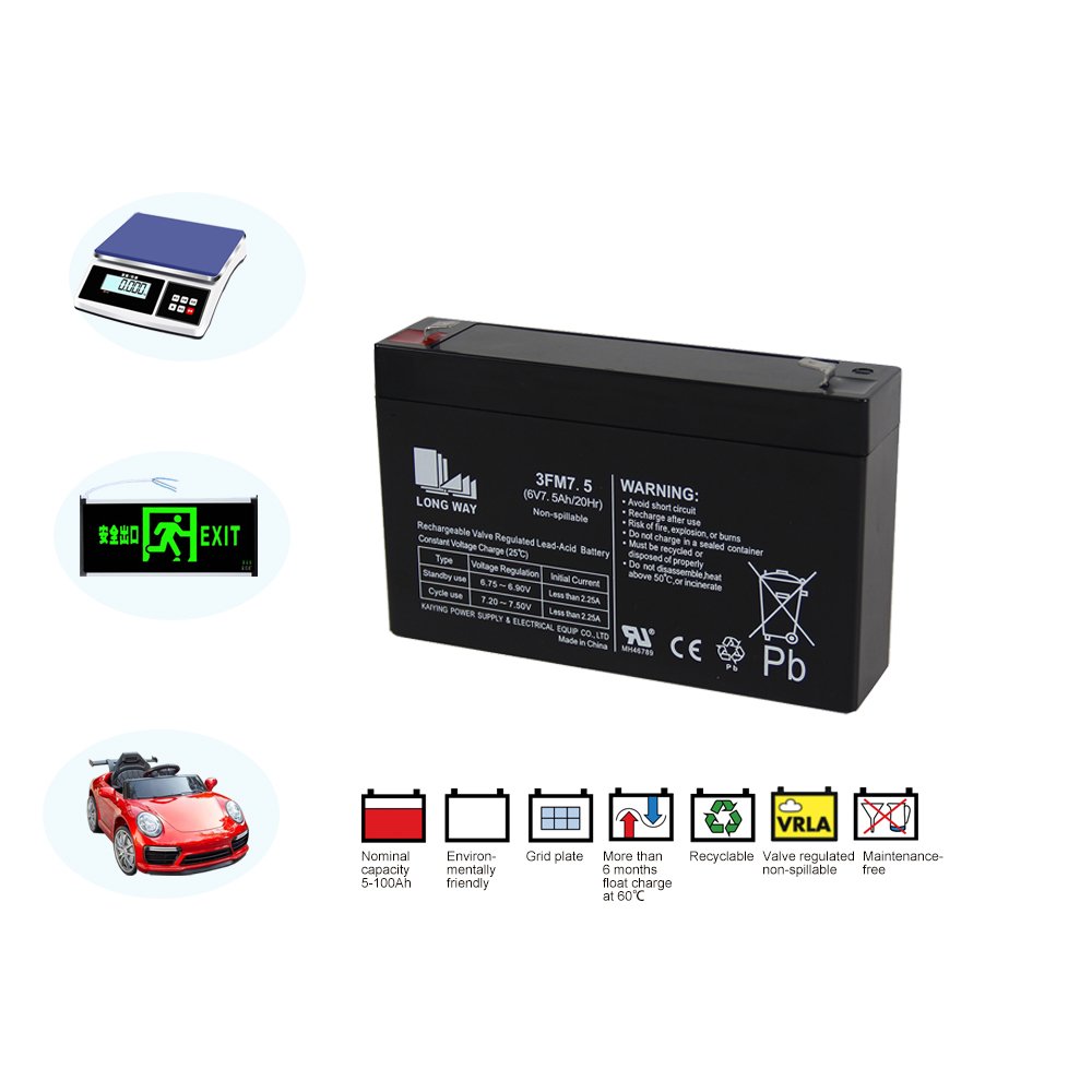 LONG WAY General Series Small Capacity 6V 7.5Ah AGM Vrla Lead-acid Batteries for UPS, Alarm System and Solar System