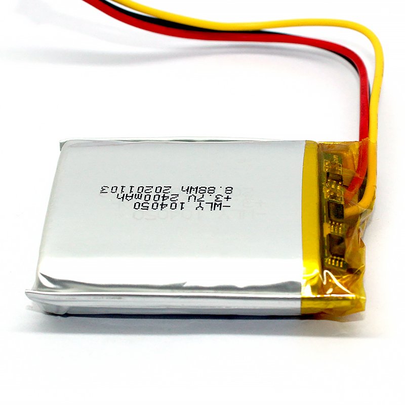 Rechargeable lipo battery 2500mah Capacity lithium Battery 104050 3.7v 8.88wh li Polymer Battery With Jst Connector