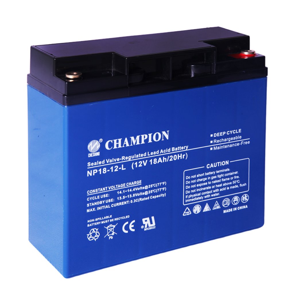 Champion manufacturer 12V 18Ah solar panel battery acid lead storage Deep Cycle Rechargeable acid battery pack for solar system
