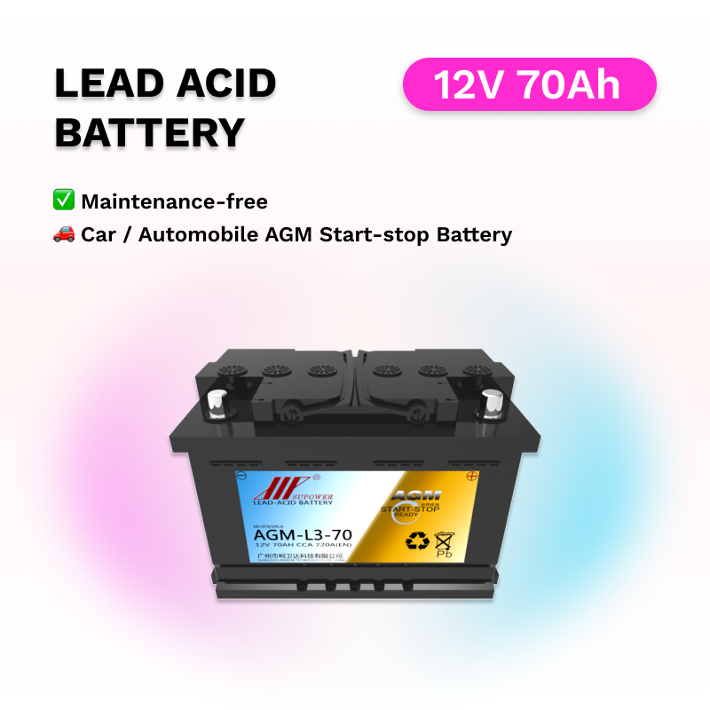 12V 70Ah lead acid battery OEM car maintenance-free AGM start-stop battery SUPOWER AGM-L3-70