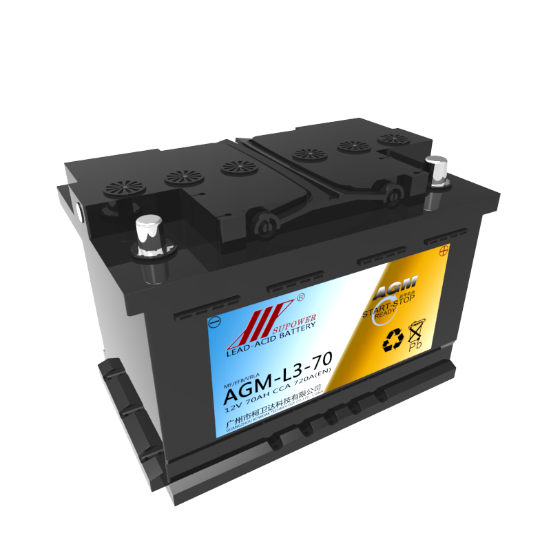 12V 70Ah lead acid battery OEM car maintenance-free AGM start-stop battery SUPOWER AGM-L3-70