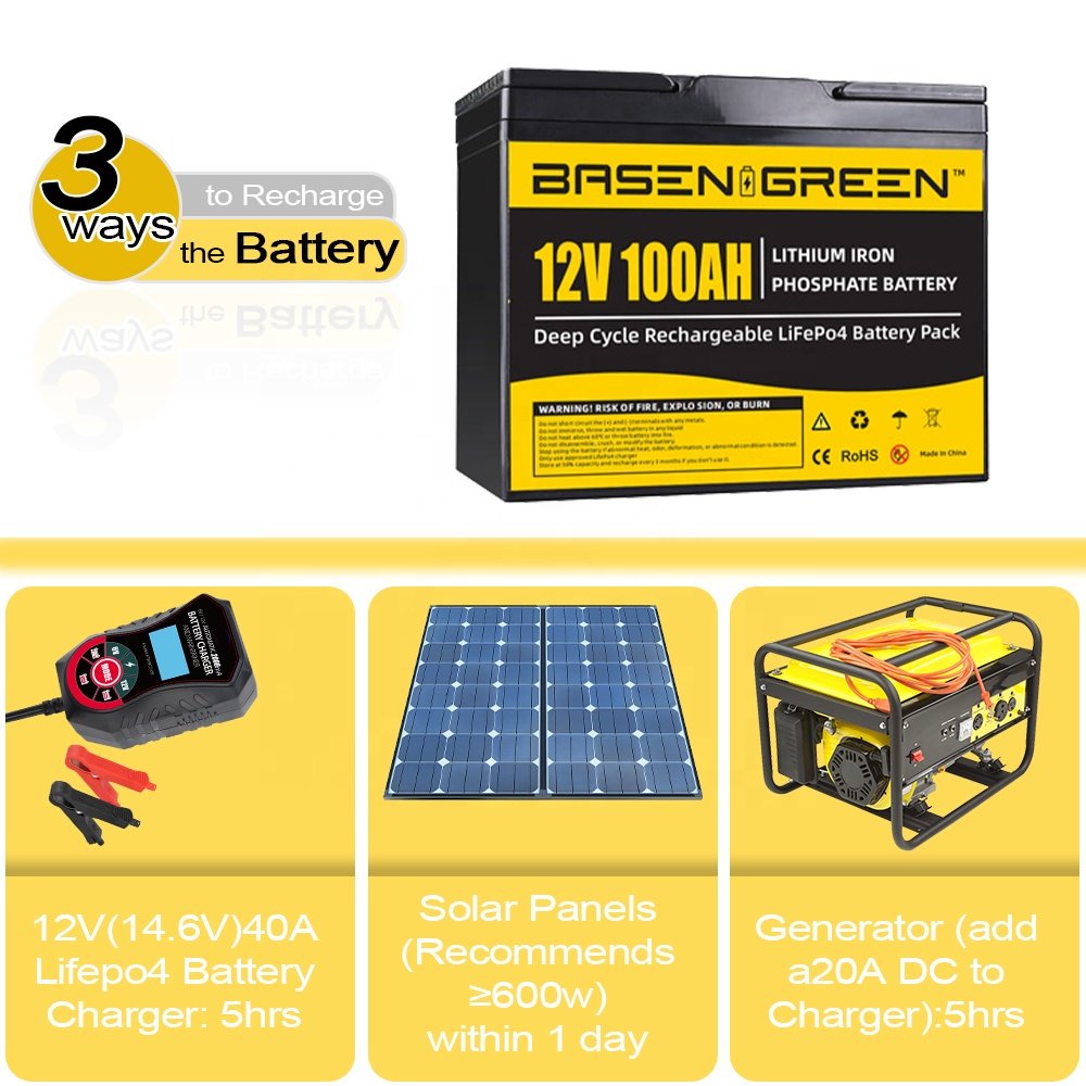 12V 100A 200AH LiFePo4 Prismatic Hlithium ion battery pack for household or outdoor energy storage