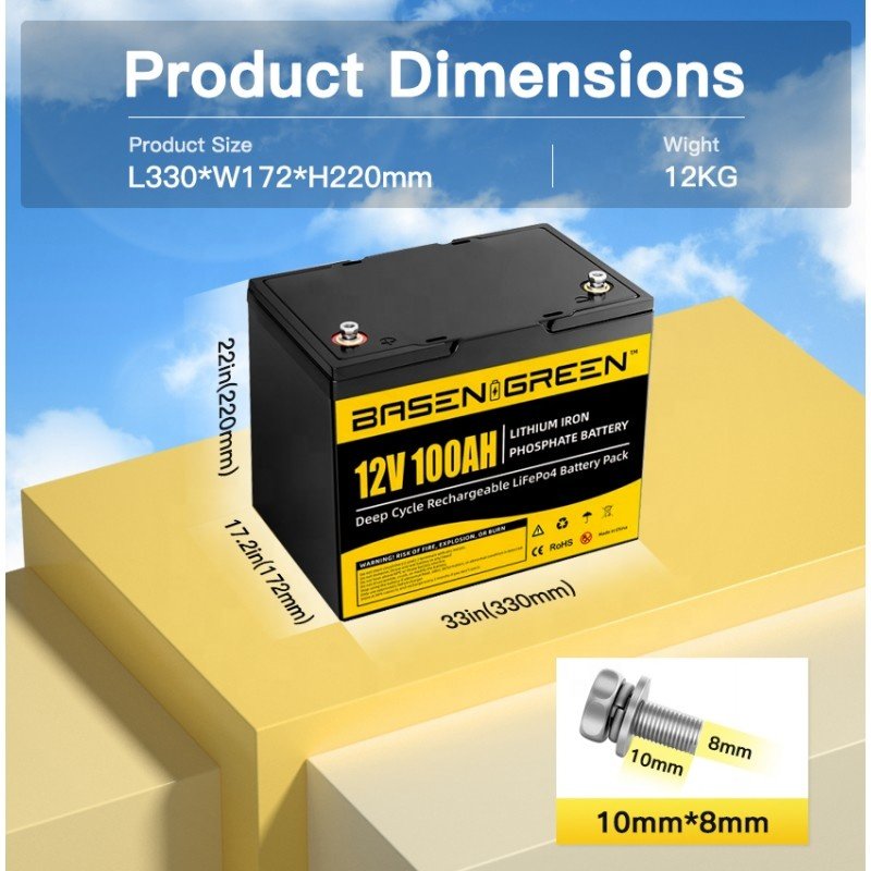 12V 100A 200AH LiFePo4 Prismatic Hlithium ion battery pack for household or outdoor energy storage