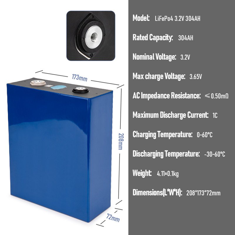 High capacity new arrival 3.2v 304ah 302ah lifepo4 battery lithium iron prismatic battery cell for Solar energy