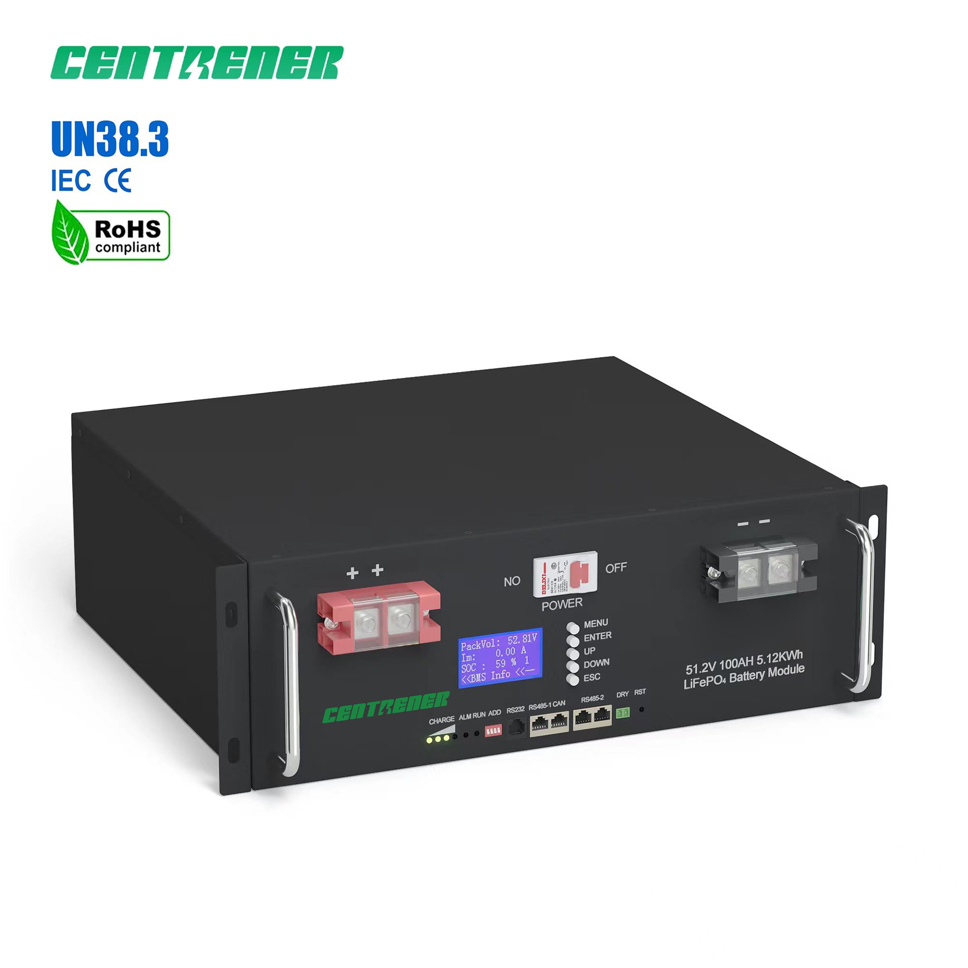 6000 Cycles Rack Mounted Lifepo4 5Kwh/10Kwh 48V/51.2V 100Ah/200Ah/400Ah/500Ah Battery Packs