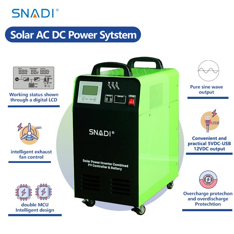 Snadi solar off grid system 12v 24v matching lead-acid battery portable solar system 1000w 1500w solar generator