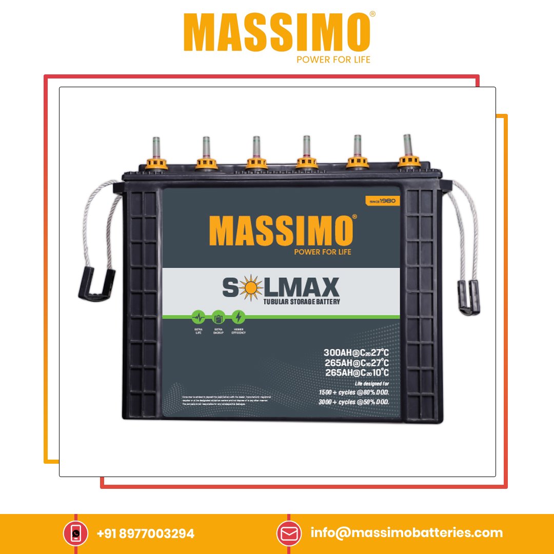 2024 Top Most Selling 300AH 12V Tubular Storage Battery MASSIMO Lead Acid Battery for Solar Energy Storage Systems