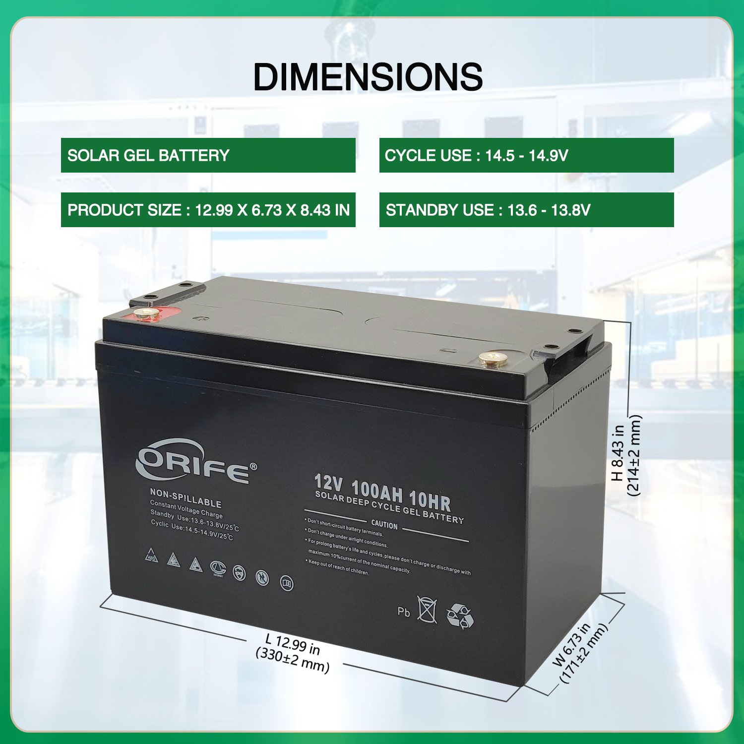 ORIFE custom agm deep cycle gel 100ah 12 volt rechargeable sealed lead acid battery