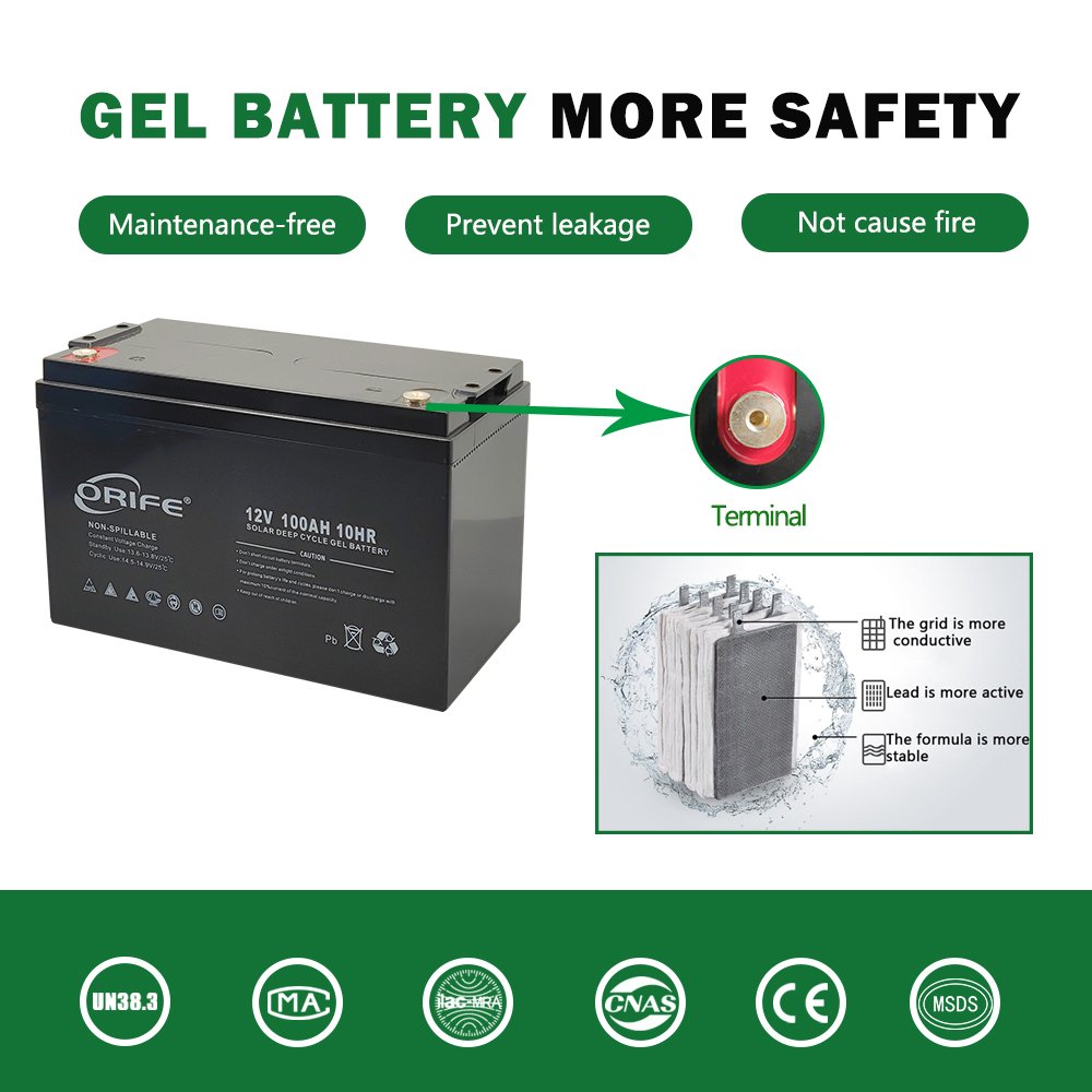 ORIFE custom agm deep cycle gel 100ah 12 volt rechargeable sealed lead acid battery