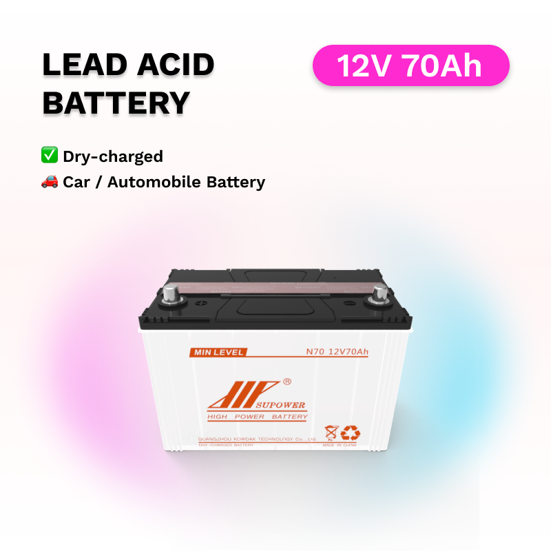 12V 70Ah lead acid battery OEM car dry-charged battery SUPOWER N70 N70L