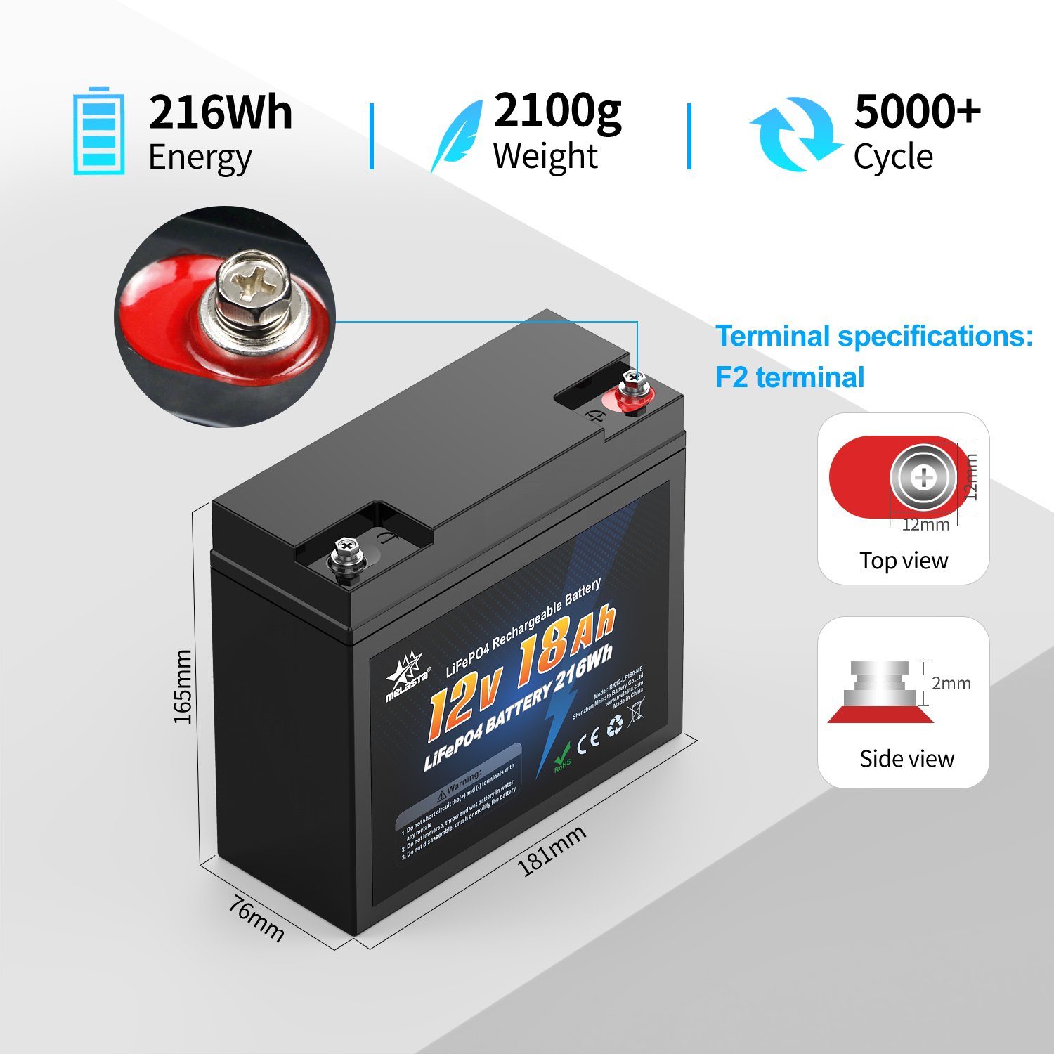 Melasta Lifepo4 Deep Cycle Replace Lead Acid Battery Power Storage Battery Sealed 12v 18ah Lithium Ion Batteries