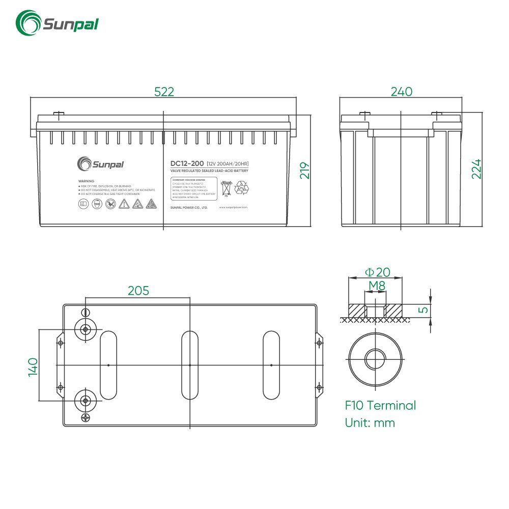 Sunpal Solar Deep Cycle Batteries 12V 100Ah 150Ah 200Ah Lead Carbon Battery Solar