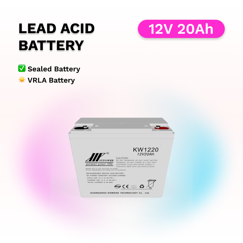 12V 20Ah lead acid battery solar energy backup systems OEM medium sized VRLA sealed battery SUPOWER KW1220