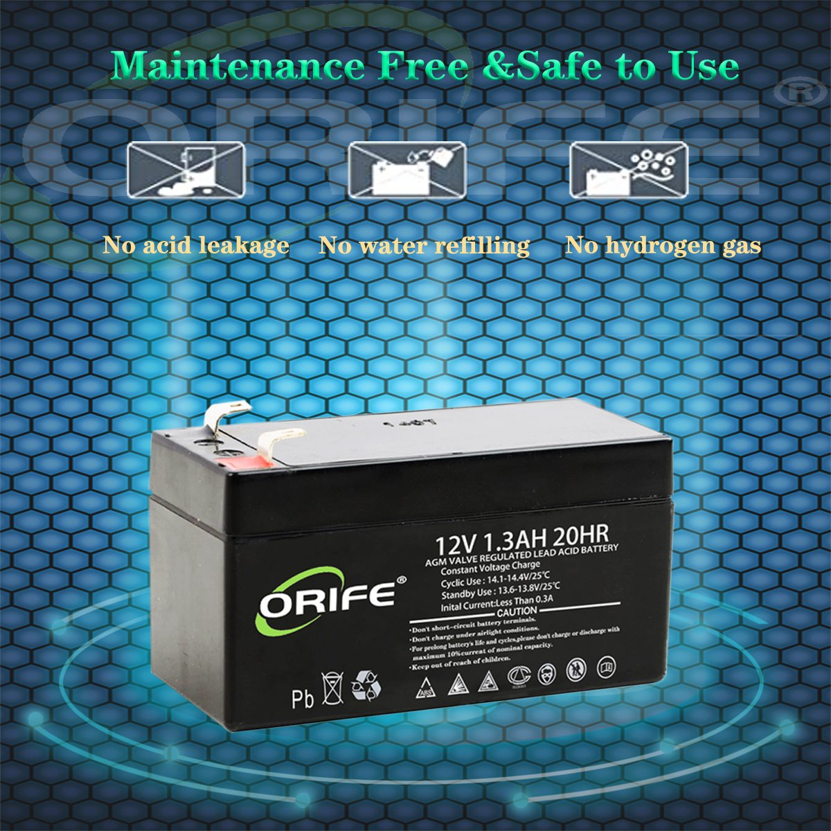 ORIFE Full Capacity Emergency Power Supply UPS Lead Acid Battery 12v 1.3ah 2.6ah Electric Car Battery Pack Toys Battery Copper