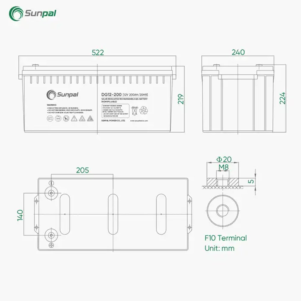 Sunpal Solar Battery 12V 100Ah 200Ah Rechargeable Sealed Lead Acid Battery For Solar System