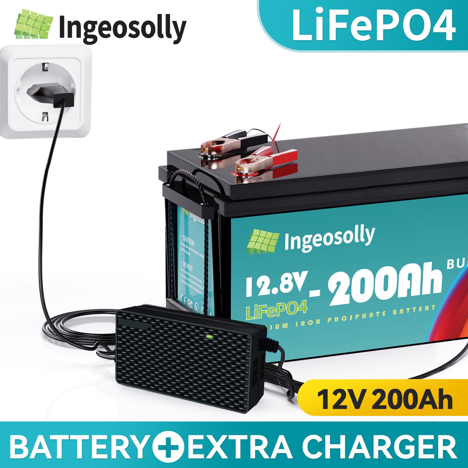 12V 200Ah Lithium LiFePO4 Battery Max 2560W Power Output 200A BMS Protection 6000+ Deep Cycles Perfect for Home