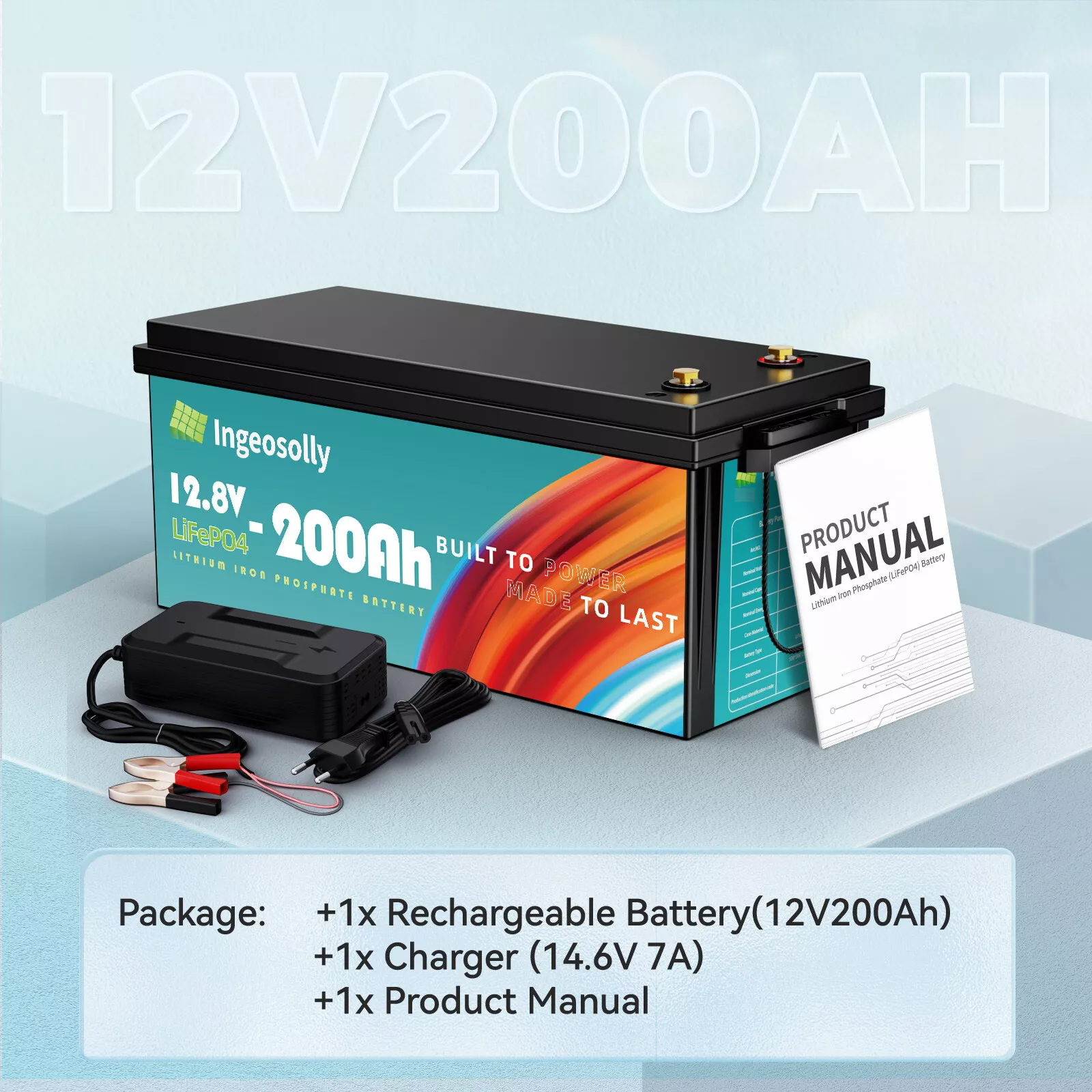12V 200Ah Lithium LiFePO4 Battery Max 2560W Power Output 200A BMS Protection 6000+ Deep Cycles Perfect for Home