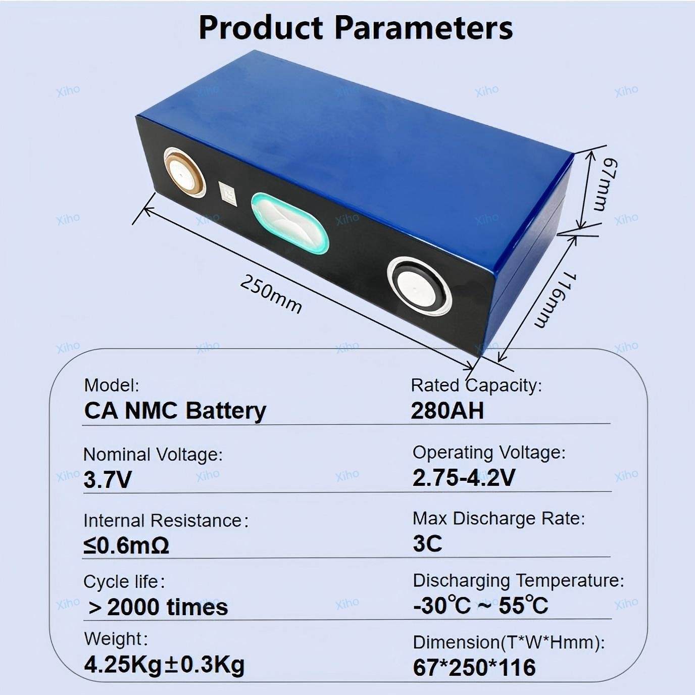 Xiho CATL 3.7V 280AH NMC Lithium Ion Battery Rechargeable Ncm 811 Li-ion Battery Cell For EV Electric Car Golf Carts