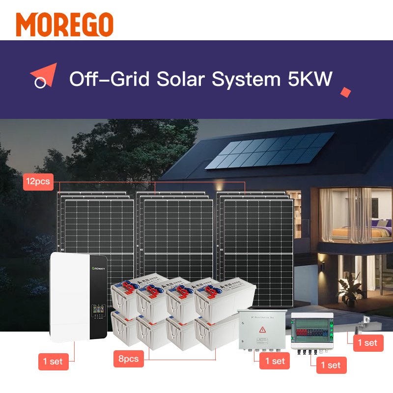 Moregosolar off grid solar energy system 5000W 10KW bateria de litio para panel solar paneles solares 1000 watts