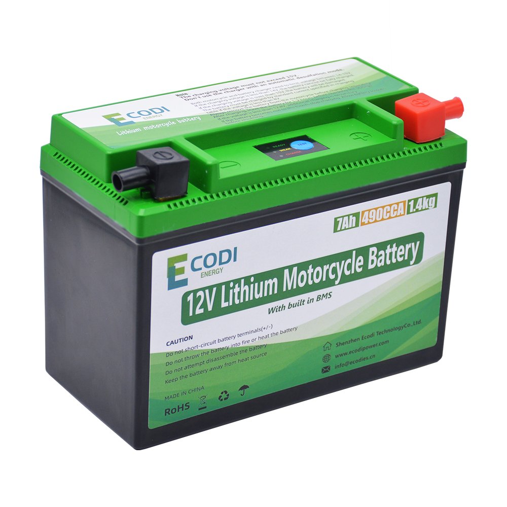 Lithium Motorcycle Battery 12V Lithium Battery 7Ah 490CCA replacement of 12Ah lead acid battery