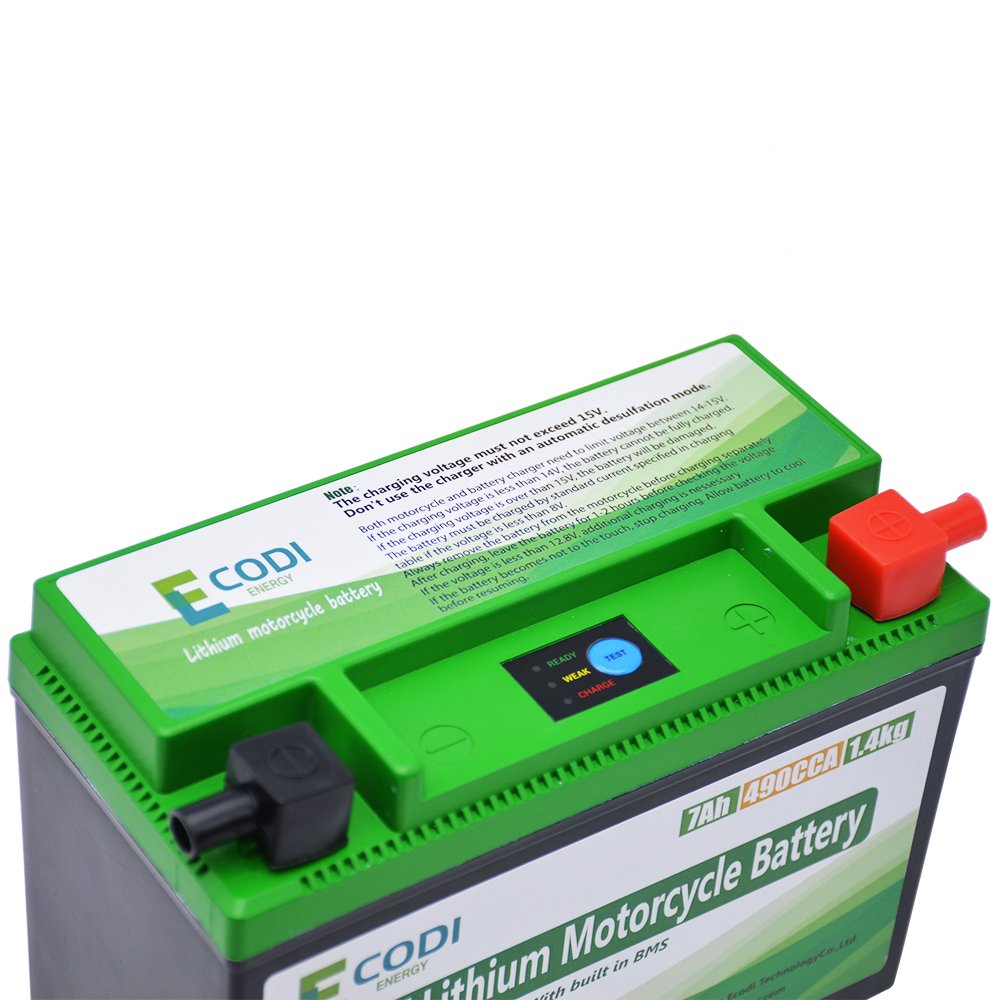 Lithium Motorcycle Battery 12V Lithium Battery 7Ah 490CCA replacement of 12Ah lead acid battery