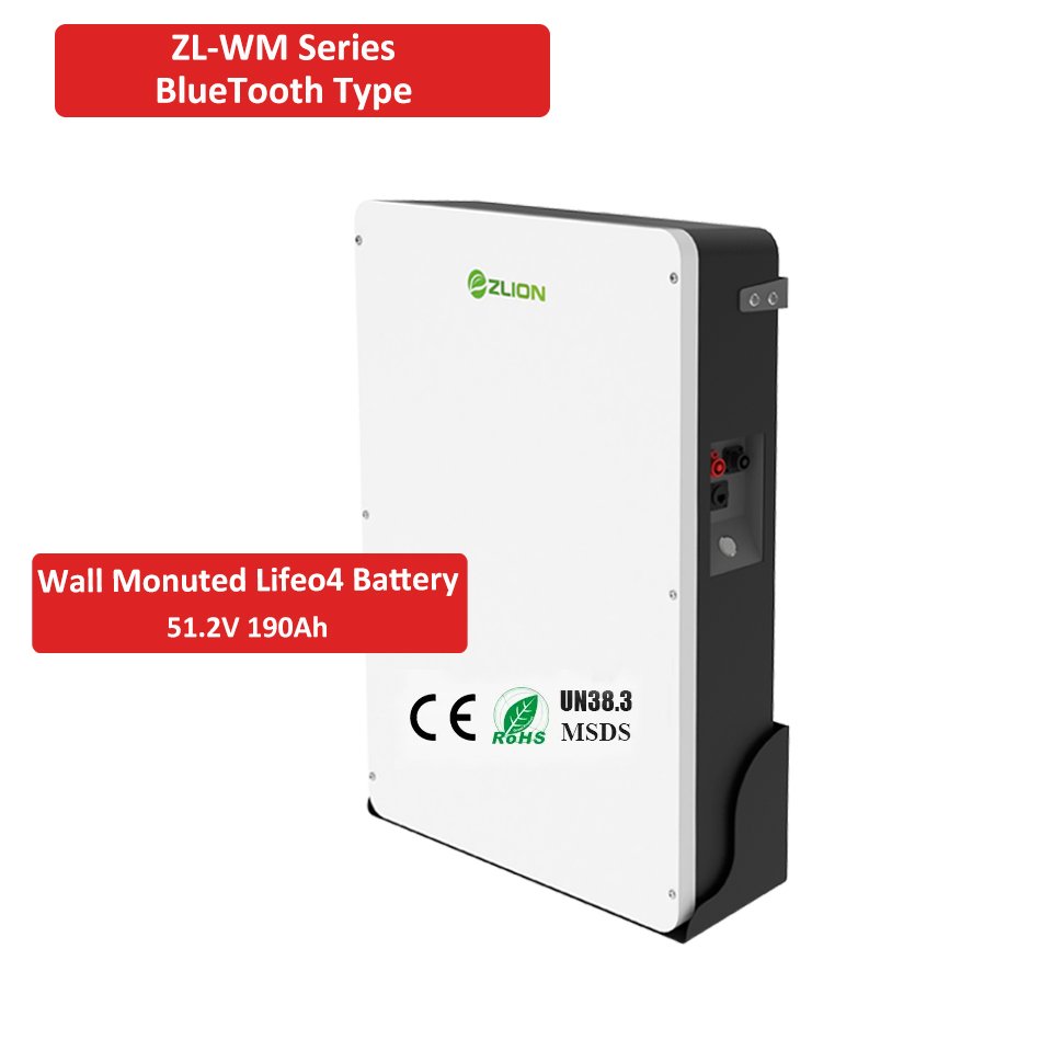 Zlion 6000 Cycles LiFePO4 51.2V 190Ah Power Wall Solar Battery 9.6KWh Home Energy Storage Bluetooth Off-Grid Powerwall Battery