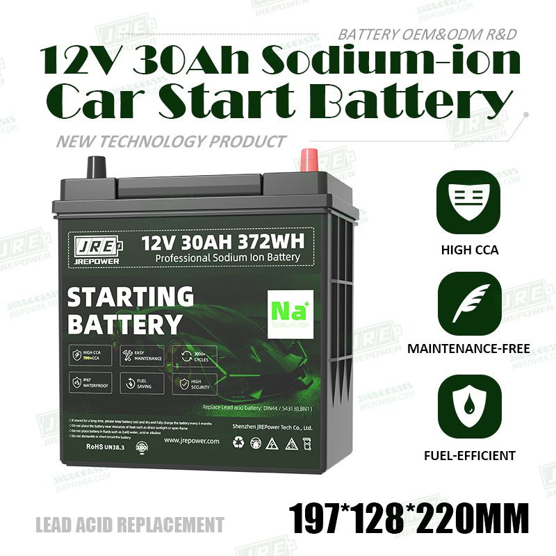 Na+ Sodium ion 12.4V 30Ah 372Wh cranking battery High 600CCA Sodium-ion Starting battery to replace lead acid battery 42B20