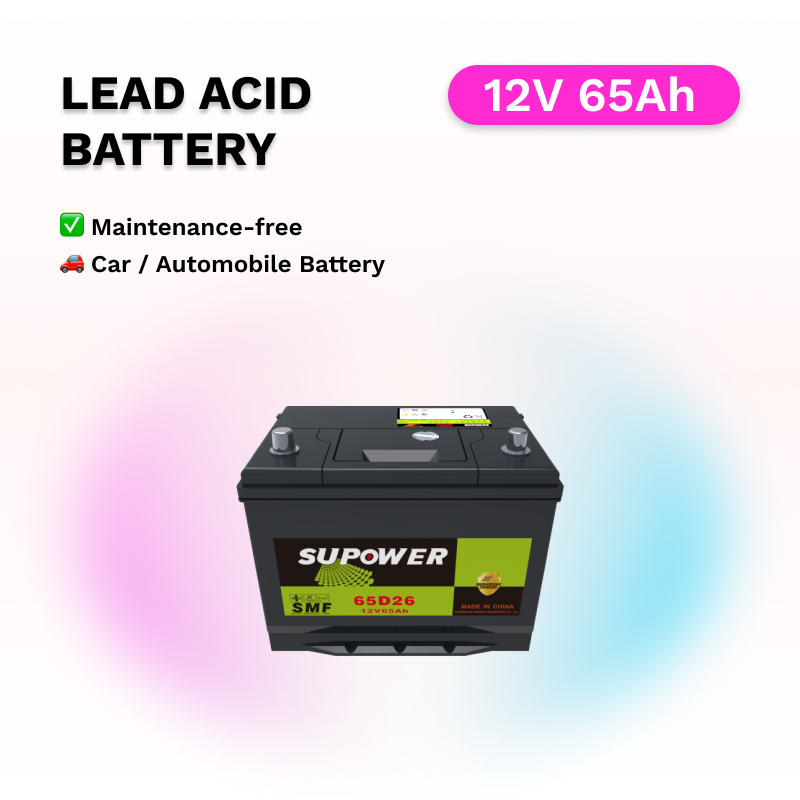 12V 65Ah lead acid battery OEM car maintenance-free battery SUPOWER 65D26