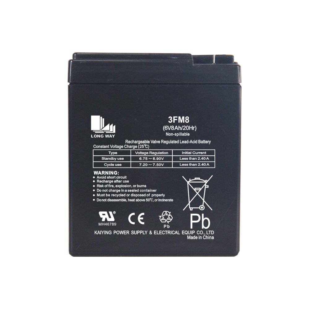 LONG WAY General Series Small Capacity 6V 8Ah AGM Vrla Lead-acid Batteries for UPS, Alarm System and Solar System