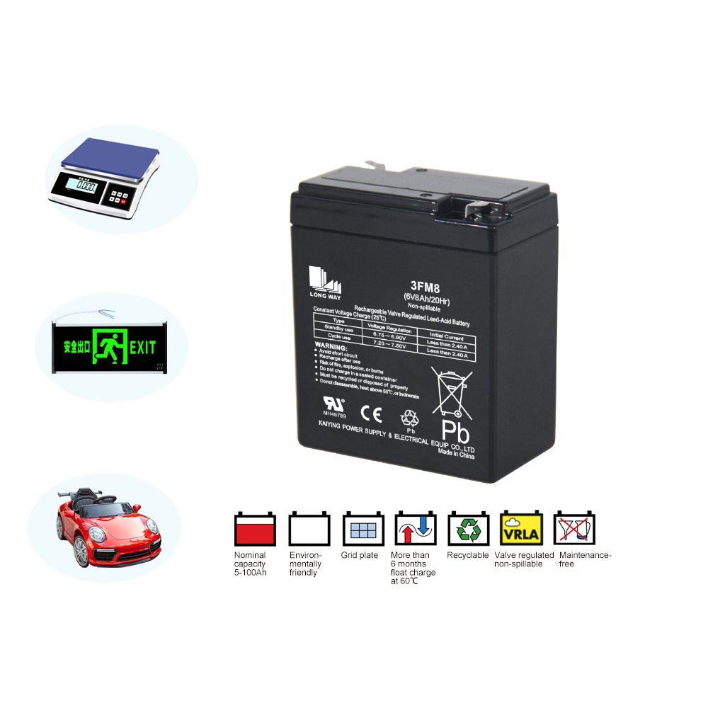LONG WAY General Series Small Capacity 6V 8Ah AGM Vrla Lead-acid Batteries for UPS, Alarm System and Solar System
