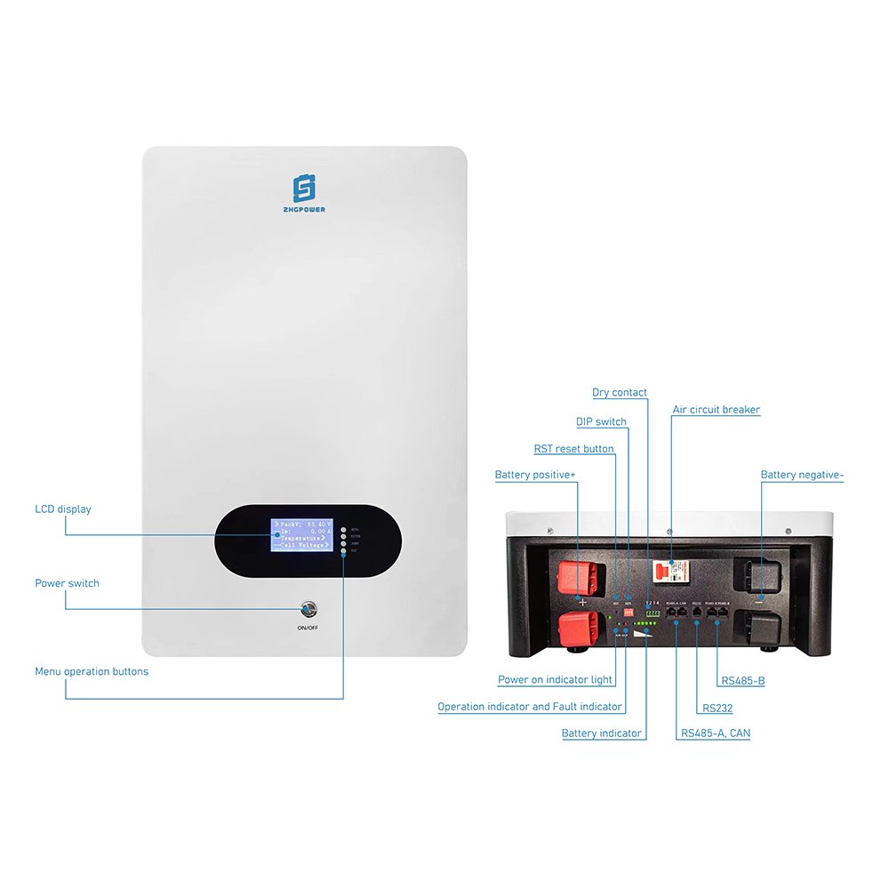 Power Wall mounted Lithium Ion Batteries Pack LiFePo4 51.2V 100Ah 200Ah 5KwH 10Kwh 20Kwh 48V Lifepo4 Solar System Battery
