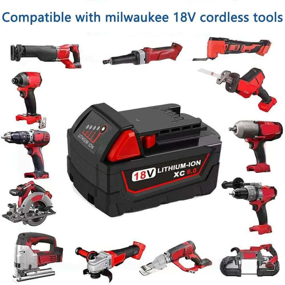 High Output Power Tool Battery for Milwaukees 18V 4.0AH 6.0Ah Lithium Ion Battery M18 Replacement Cordless Tool Battery
