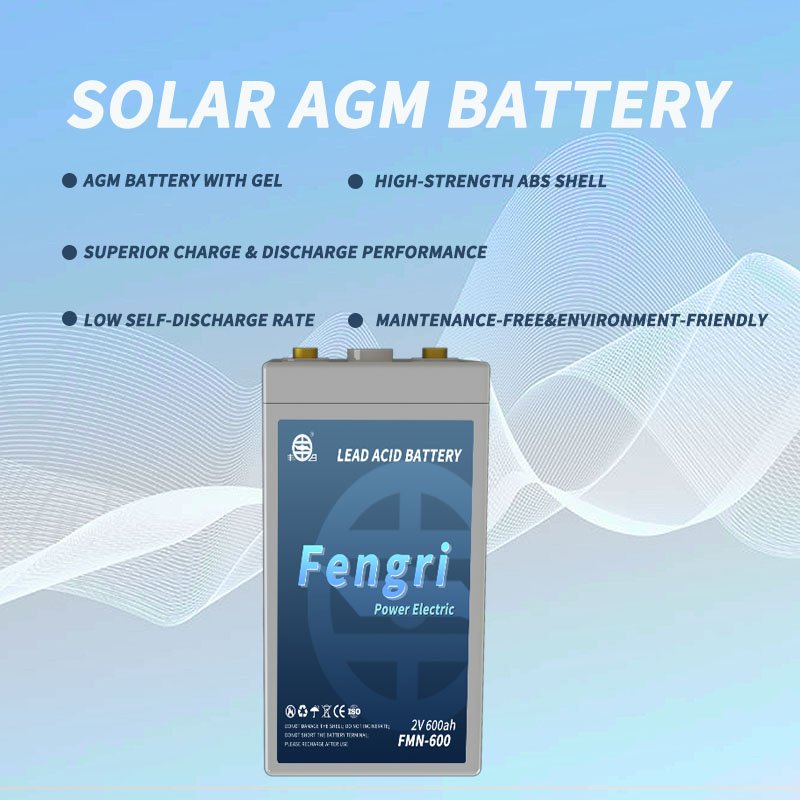 Fengri Solar Gel Type Battery 2v Deep Cycle AGM Sealed Lead Acid Battery Dry Cell Battery ABS Flat Plate 12v Dry Cell 7amps 600